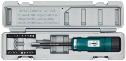 Отвертка динамометрическая KRAFTOOL со шкалой, регулируемая, 1-8 Нм, точность +/-6%, 20 бит, в боксе 64030 купить в Нижневартовске