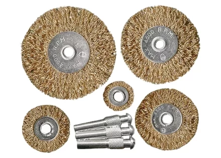 Набор щеток для дрели 5 шт 5 плоских 25-38-50-63-75 мм со шпильками металлические MATRIX 74494 купить в Нижневартовске