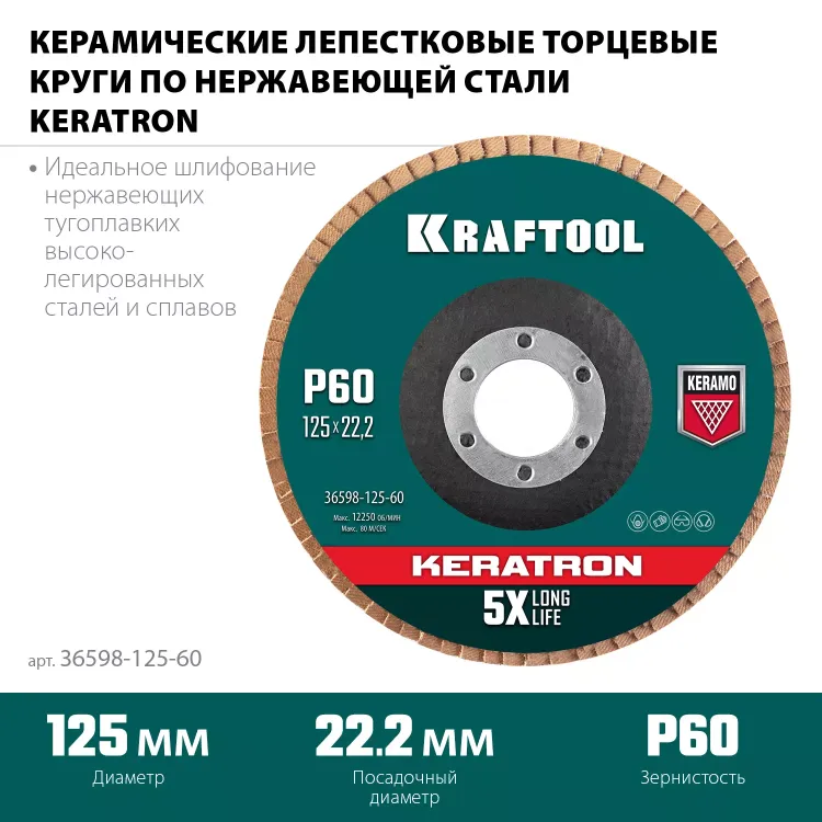 Круги лепестковые керамические торцевые 36598-125-60 купить в Нижневартовске