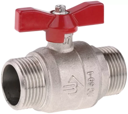 Кран ЗУБР шаровой 3/4&quot; полнопроходной &quot;папа-папа&quot;, бабочка, никелированная латунь 51355-N-3/4 купить в Нижневартовске