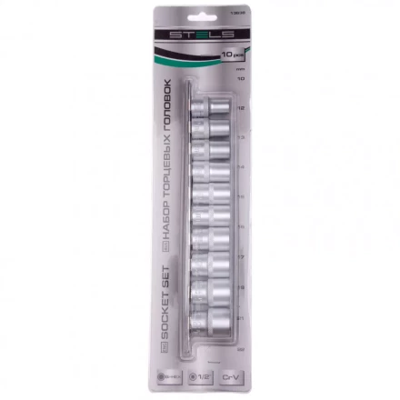Набор торцевых головок 1/2 двенадцатигранные CrV 10 шт 10-24 мм Stels 13638 купить в Нижневартовске