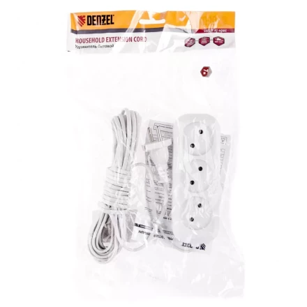 Удлинитель бытовой без заземления 7 м 3 розетки 6 А серия УХ6 Denzel 95928 купить в Нижневартовске