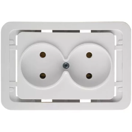 Розетка СВЕТОЗАР "ГАММА" двойная, цвет белый, 16А/~250В SV-54102-W купить в Нижневартовске