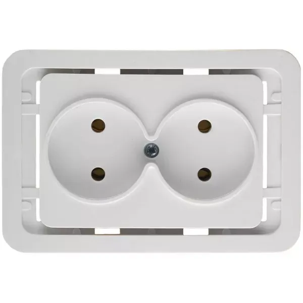 Розетка СВЕТОЗАР "ГАММА" двойная, цвет белый, 16А/~250В SV-54102-W купить в Нижневартовске