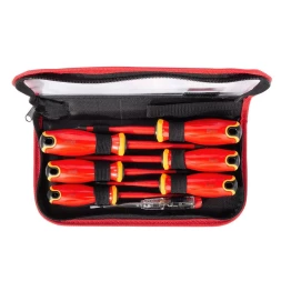 Набор диэлектрических отверток КВТ VDE НИО-2207 PZ/FL сталь S2, профиль SL, PH, PZ/FL, 7 шт. (103018)