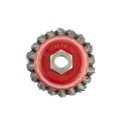 Щетка для УШМ 75 мм М14 "чашка" двухрядная крученая проволока 0,8 мм MTX 74686 купить в Нижневартовске