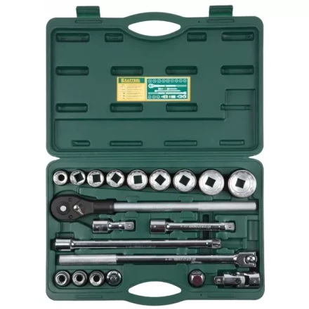 Набор торцовых головок KRAFTOOL "INDUSTRIE QUALITAT" (3/4"), Cr-V, пластиковый кейс, 20 предметов 27895-H20_z01 купить в Нижневартовске