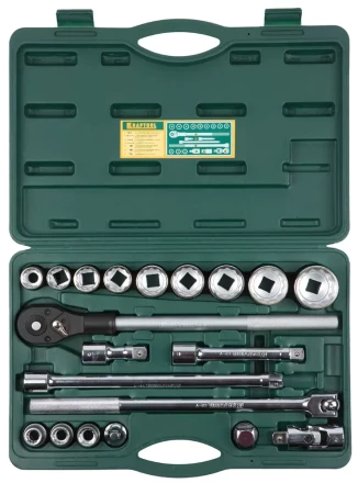 Набор торцовых головок KRAFTOOL "INDUSTRIE QUALITAT" (3/4"), Cr-V, пластиковый кейс, 20 предметов 27895-H20_z01 купить в Нижневартовске