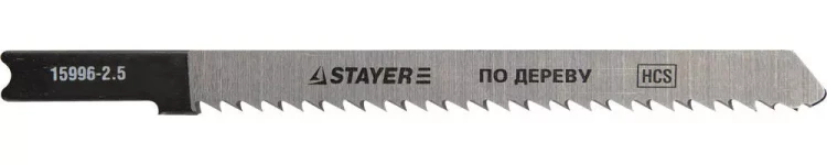 Полотна STAYER "PROFI", U101BR, для эл/лобзика, HCS, по дереву, фанере, ламинату, обратн. рез, US-хвост., шаг 2,5мм, 75мм, 2шт 15996-2.5_z01 купить в Нижневартовске