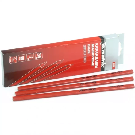 Карандаши малярные овальные для твердых поверхностей 250мм коробка 12штук MATRIX 84811 купить в Нижневартовске