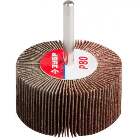 Круг шлифовальный ЗУБР "МАСТЕР" веерный лепестковый, на шпильке, тип КЛО, зерно-электрокорунд нормальный, P80, 30х60мм 36602-080 купить в Нижневартовске