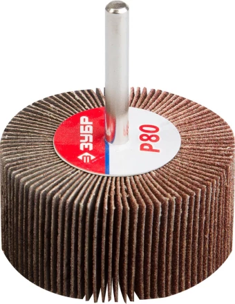 Круг шлифовальный ЗУБР "МАСТЕР" веерный лепестковый, на шпильке, тип КЛО, зерно-электрокорунд нормальный, P80, 30х60мм 36602-080 купить в Нижневартовске