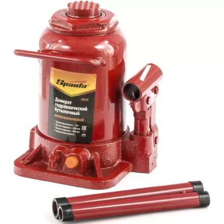 Домкрат бутылочный телескопический SPARTA 10 т h подъема 200–460 мм 50345 купить в Нижневартовске