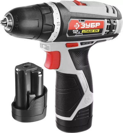 Дрель-шуруповерт ЗУБР "МАСТЕР", Литий-ион, 2 скорости, реверс, 12В, 1.5 А/ч, 10 мм, 0-360 / 0-1400 об/мин, 2 АКБ, БЗУ, блокировка шпинделя ДА-12-2-Ли КНМ1 купить в Нижневартовске