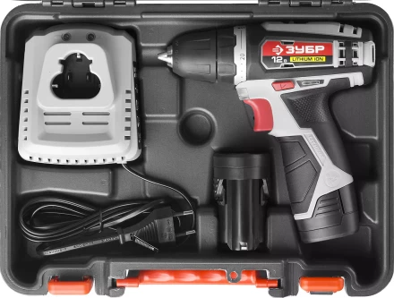 Дрель-шуруповерт ЗУБР "МАСТЕР", Литий-ион, 2 скорости, реверс, 12В, 1.5 А/ч, 10 мм, 0-360 / 0-1400 об/мин, 2 АКБ, БЗУ, блокировка шпинделя ДА-12-2-Ли КНМ1 купить в Нижневартовске