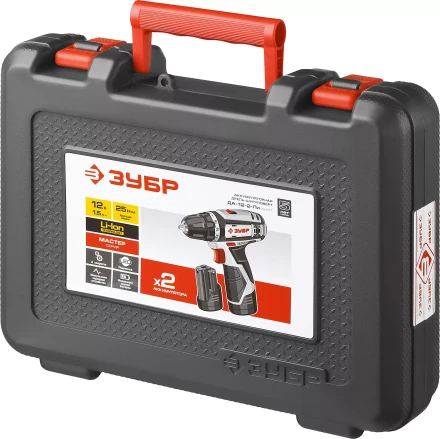 Дрель-шуруповерт ЗУБР "МАСТЕР", Литий-ион, 2 скорости, реверс, 12В, 1.5 А/ч, 10 мм, 0-360 / 0-1400 об/мин, 2 АКБ, БЗУ, блокировка шпинделя ДА-12-2-Ли КНМ1 купить в Нижневартовске