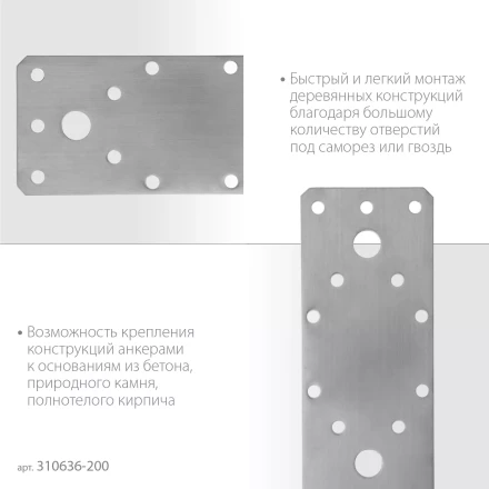 ЗУБР НКП-2.0, 200 x 90 x 2 мм, нержавеющая крепежная пластина, Профессионал (310636-200) купить в Нижневартовске