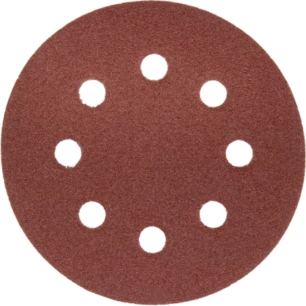Круг шлифовальный ЗУБР "МАСТЕР" универсальный, из абразивной бумаги на велкро основе, 8 отверстий, Р80, 125мм, 5шт 35562-125-080 купить в Нижневартовске