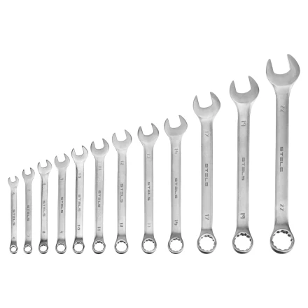 Набор ключей комбинированных Stels 15421, 6-22 мм, 12 шт, CrV, матовый хром купить в Нижневартовске