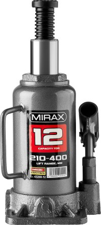 Домкрат гидравлический бутылочный, 12т, 210-400 мм, MIRAX 43260-12 43260-12 купить в Нижневартовске