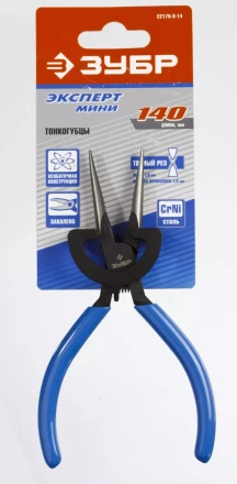 Тонкогубцы ЗУБР "ПРОФЕССИОНАЛ", хромоникелевая сталь, обливные рукоятки, 140мм 22175-3-14 купить в Нижневартовске