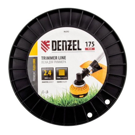Леска для триммера квадрат Denzel, 2,4мм х 175м, на DIN катушке FLEX CORD, 96292 купить в Нижневартовске