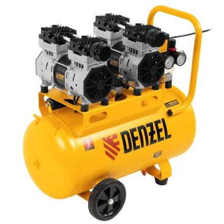 Компрессор безмасляный, малошумный Denzel DLS 1500/50, 1500 ВТ, 2x750, 50 л, 260 л/мин купить в Нижневартовске