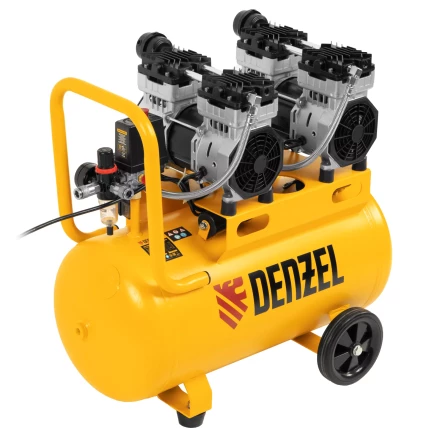 Компрессор безмасляный, малошумный Denzel DLS 1500/50, 1500 ВТ, 2x750, 50 л, 260 л/мин купить в Нижневартовске