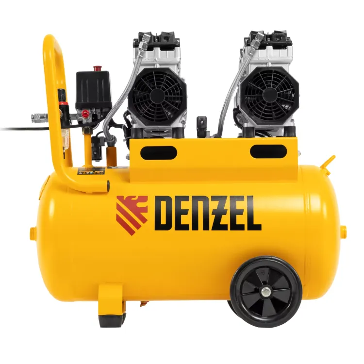 Компрессор безмасляный, малошумный Denzel DLS 1500/50, 1500 ВТ, 2x750, 50 л, 260 л/мин купить в Нижневартовске