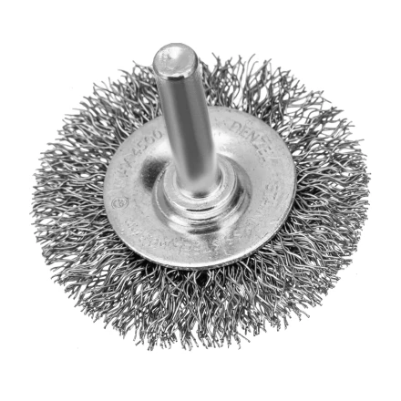 Набор щеток для дрели, 1 Плоская 50мм, 2 Чашки 25-50мм, шпилька, нерж. вит. проволока Denzel 74491 купить в Нижневартовске