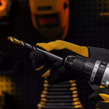 Сверло спиральное по металлу Denzel, 11 x 142мм, Р6М5, Golden Tip, многогранная заточка, 718286 купить в Нижневартовске