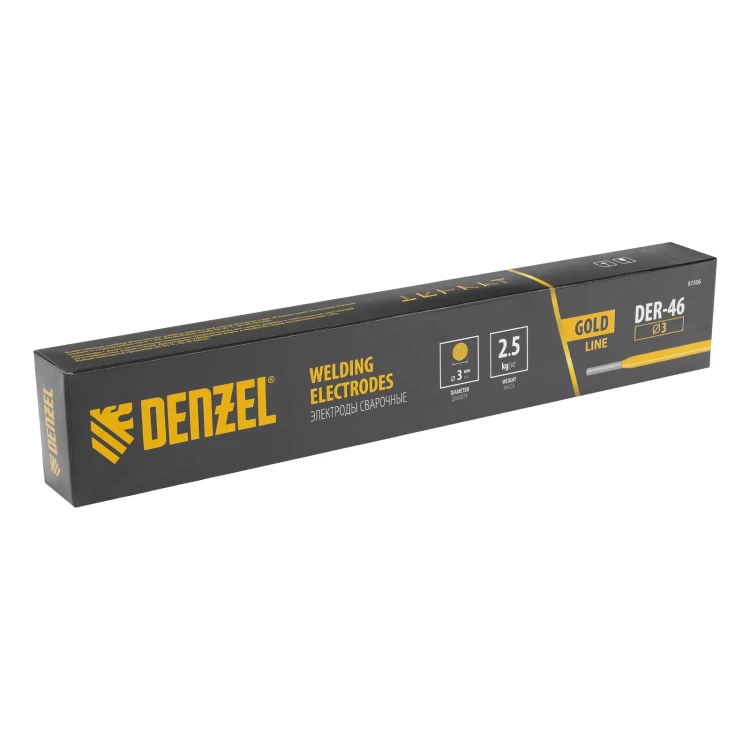 Электроды Denzel DER-46 Goldline, диам. 3 мм, 2,5 кг, рутил-целлюлозное покрытие 97506 купить в Нижневартовске