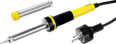 Паяльник PROTerm с двухкомпонентной рукояткой, в комплекте с припоем и подставкой, жало - конус, STAYER Professional 55300-40, 40 Вт 55300-40 купить в Нижневартовске