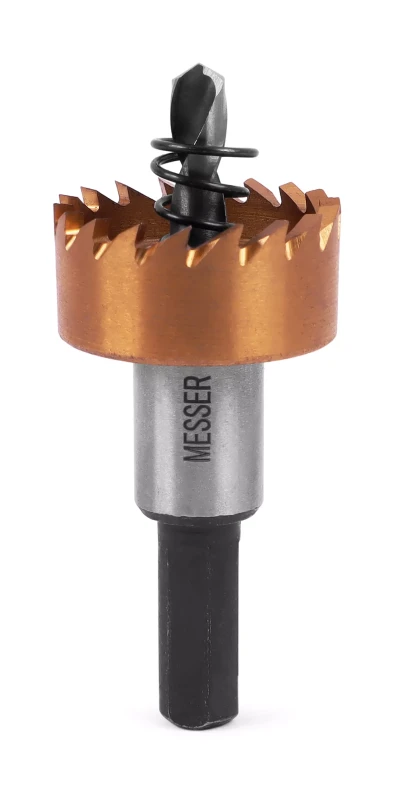 HSS-TiN коронка MESSER 27мм с центр. сверлом и толкающей пружиной для лист. материала до 2 мм ц/х