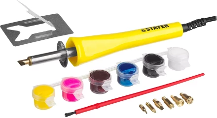 Прибор STAYER "MASTER" для выжигания с набором насадок 7шт и красками 45220 купить в Нижневартовске