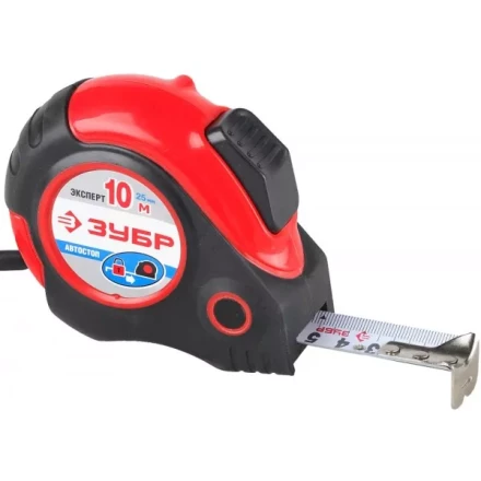 Рулетка ЗУБР "ЭКСПЕРТ", двухкомпонентный корпус, автостоп, 10м/25мм 34057-10-25_z02 купить в Нижневартовске