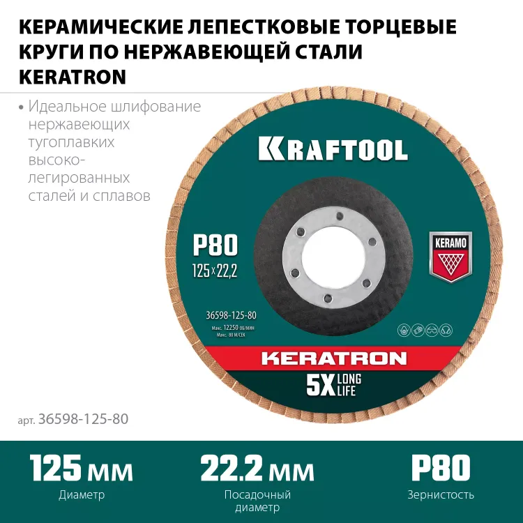 Круги лепестковые керамические торцевые 36598-125-80 купить в Нижневартовске