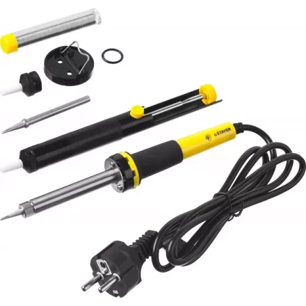 Набор для паяльных работ STAYER "PROFI" PROTerm, 55313-60-H6, паяльник 55300 + подставка + припой + жало сменное + шприц + насадка на жало, 60 Вт 55313-60-H6 купить в Нижневартовске