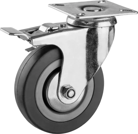 Колеса поворотные с тормозом из литой резины с полипропиленовым диском серия МАСТЕР купить в Нижневартовске