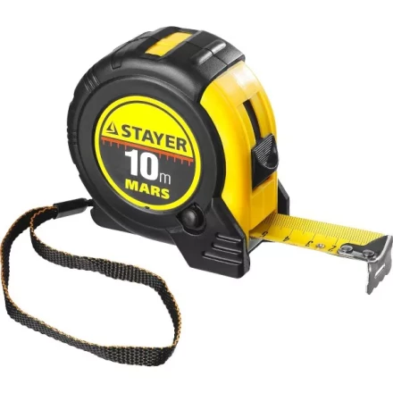 Рулетка STAYER "PROFI" "MARS", обрезиненный корпус, утолщенное полотно, 10мх25мм 34131-10_z01 купить в Нижневартовске