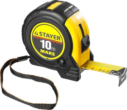 Рулетка STAYER &quot;PROFI&quot; &quot;MARS&quot;, обрезиненный корпус, утолщенное полотно, 10мх25мм 34131-10_z01 купить в Нижневартовске