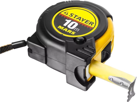 Рулетка STAYER "PROFI" "MARS", обрезиненный корпус, утолщенное полотно, 10мх25мм 34131-10_z01 купить в Нижневартовске