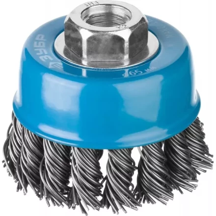 ЗУБР "ПРОФЕССИОНАЛ". Щетка чашечная для УШМ, плетеные пучки стальной проволоки 0,8мм, 65ммхМ14 35277-065_z02 купить в Нижневартовске