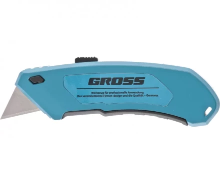 Нож 130 мм алюм. корпус выдв. трапец. лезвие 18 мм SK-5 клипса для ремня + 4 лезвия GROSS 78899 купить в Нижневартовске