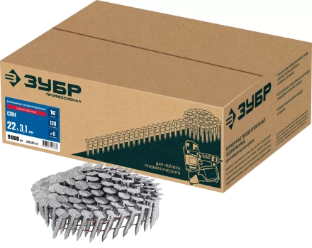 ЗУБР CRN 22 х 3.1 мм, барабанные гвозди кровельные оцинкованные, 9000 шт (305385-22) купить в Нижневартовске