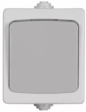 Выключатель СВЕТОЗАР "АВРОРА" проходной, одноклавишный, IP44, цвет серо-белый, 10А/~250В SV-54340-W купить в Нижневартовске