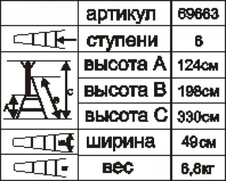 Стремянка стальная &quot;Энкор&quot; 6 ступеней 69663 купить в Нижневартовске