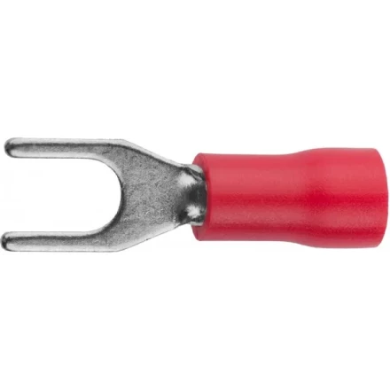 Наконечник СВЕТОЗАР для кабеля,изолированный,с вилкой,красный,вн. d 4,3мм,под болт 6мм,провод 0,5-1,5мм2,19А,10шт 49420-15 купить в Нижневартовске