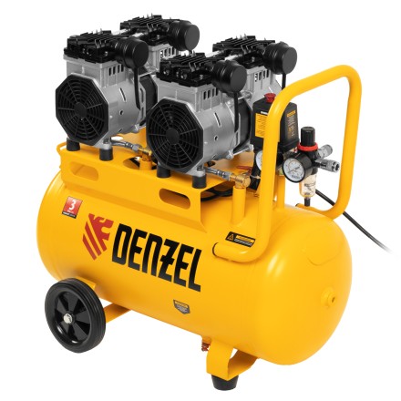 Компрессор безмасляный, малошумный Denzel DLS 2200/50, 2200 Вт, 2x1100, 50 л, 380 л/мин купить в Нижневартовске