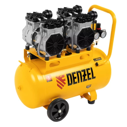Компрессор безмасляный, малошумный Denzel DLS 2200/50, 2200 Вт, 2x1100, 50 л, 380 л/мин купить в Нижневартовске